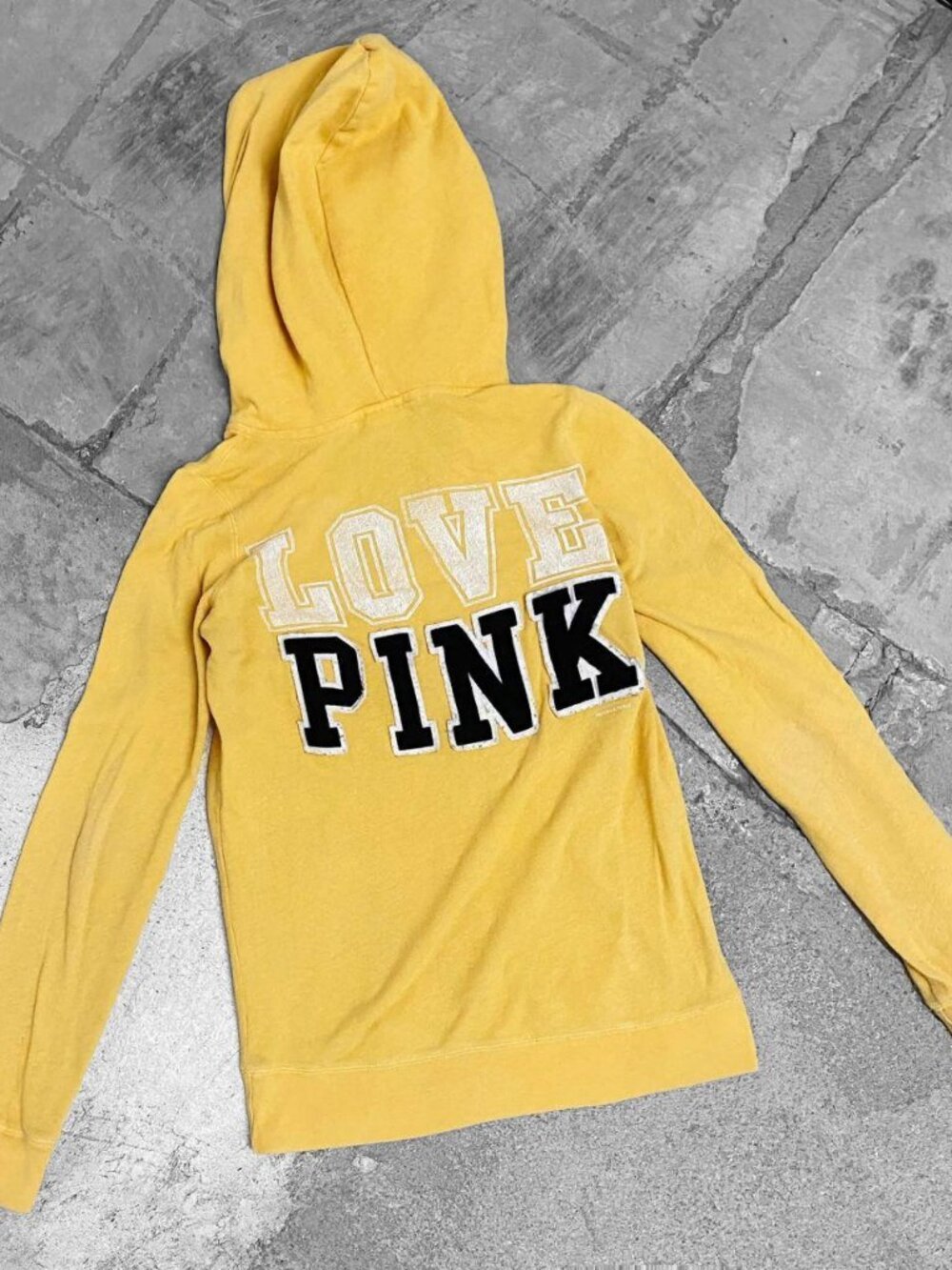 00s 2010s Victorias Secret PINK Love Pink Logo Hoodie Sz S